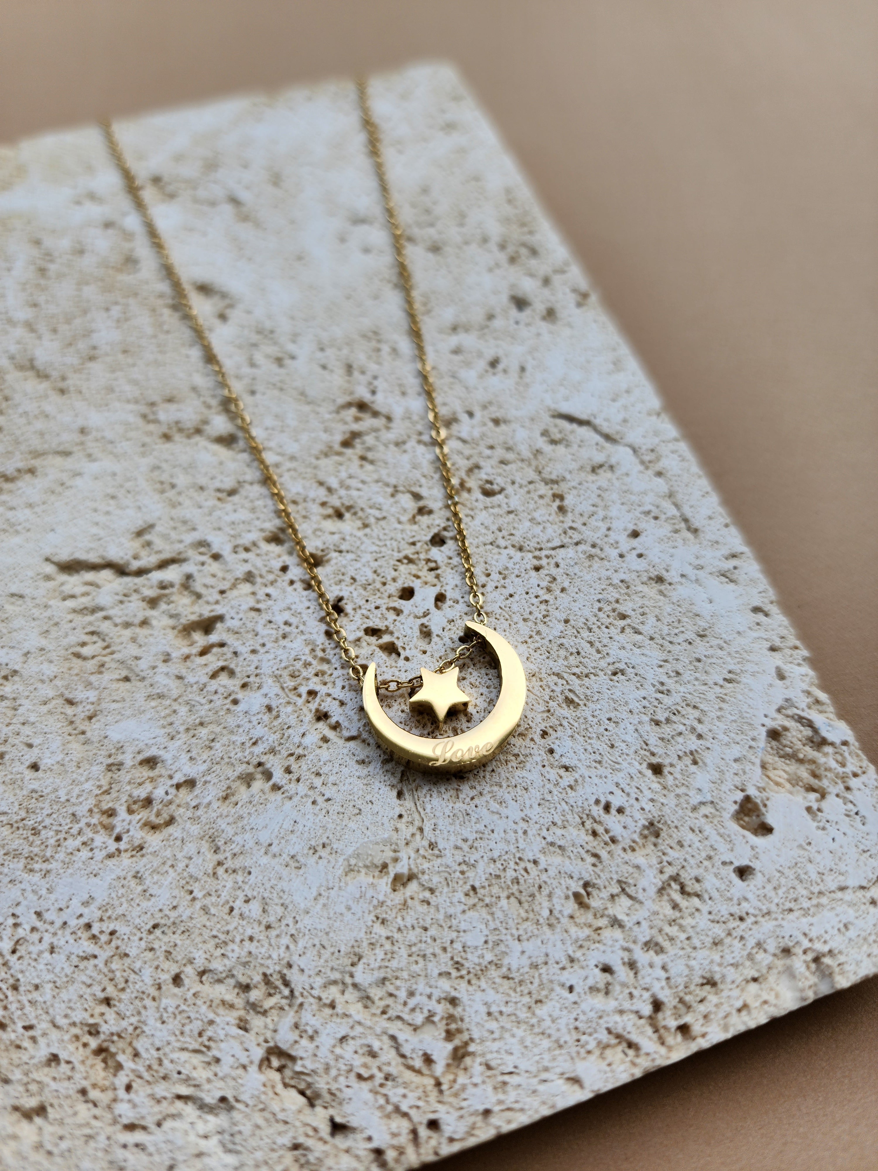 Moon Star Love charm chain necklace