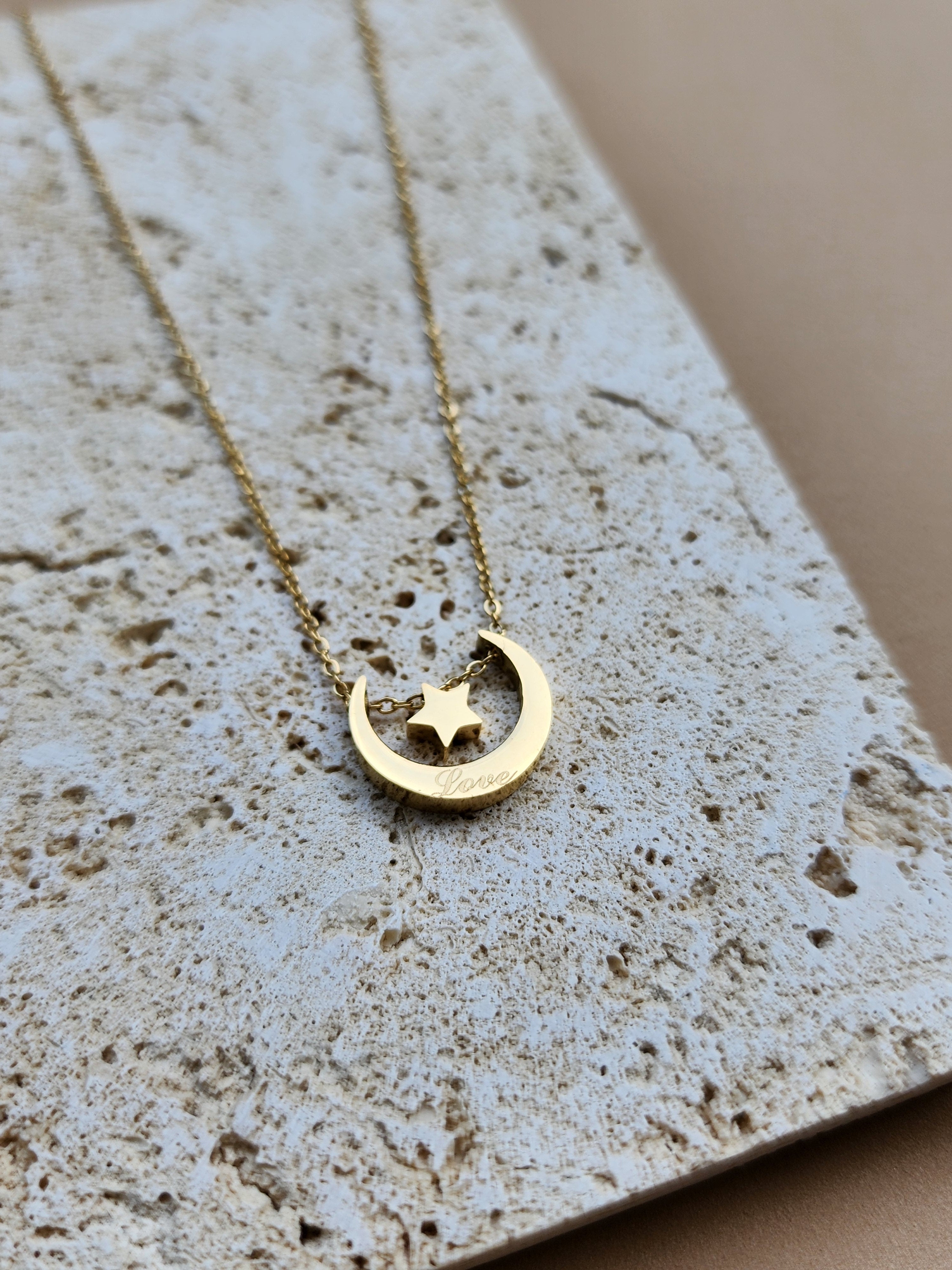 Moon Star Love charm chain necklace