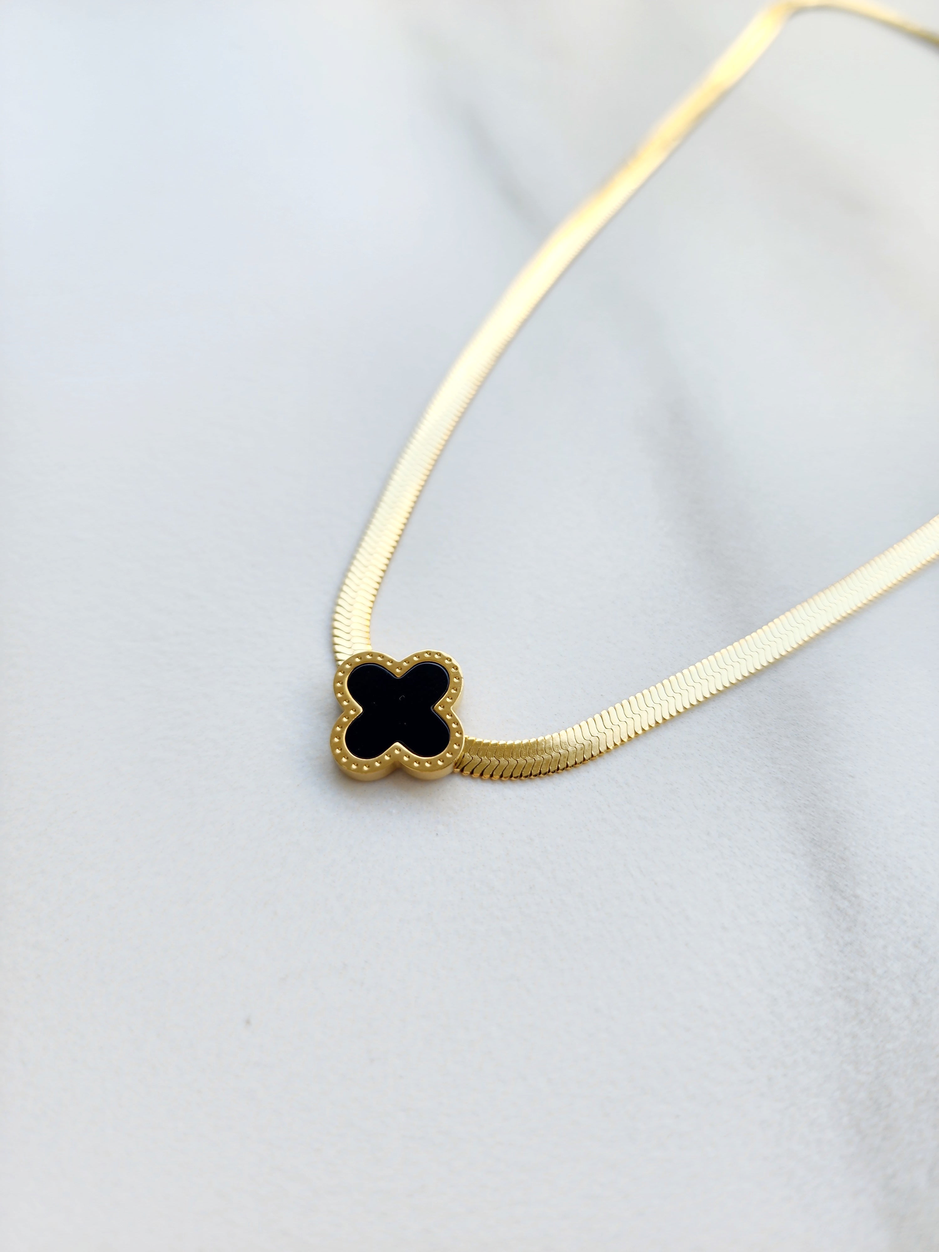 Black clover charm chain necklace