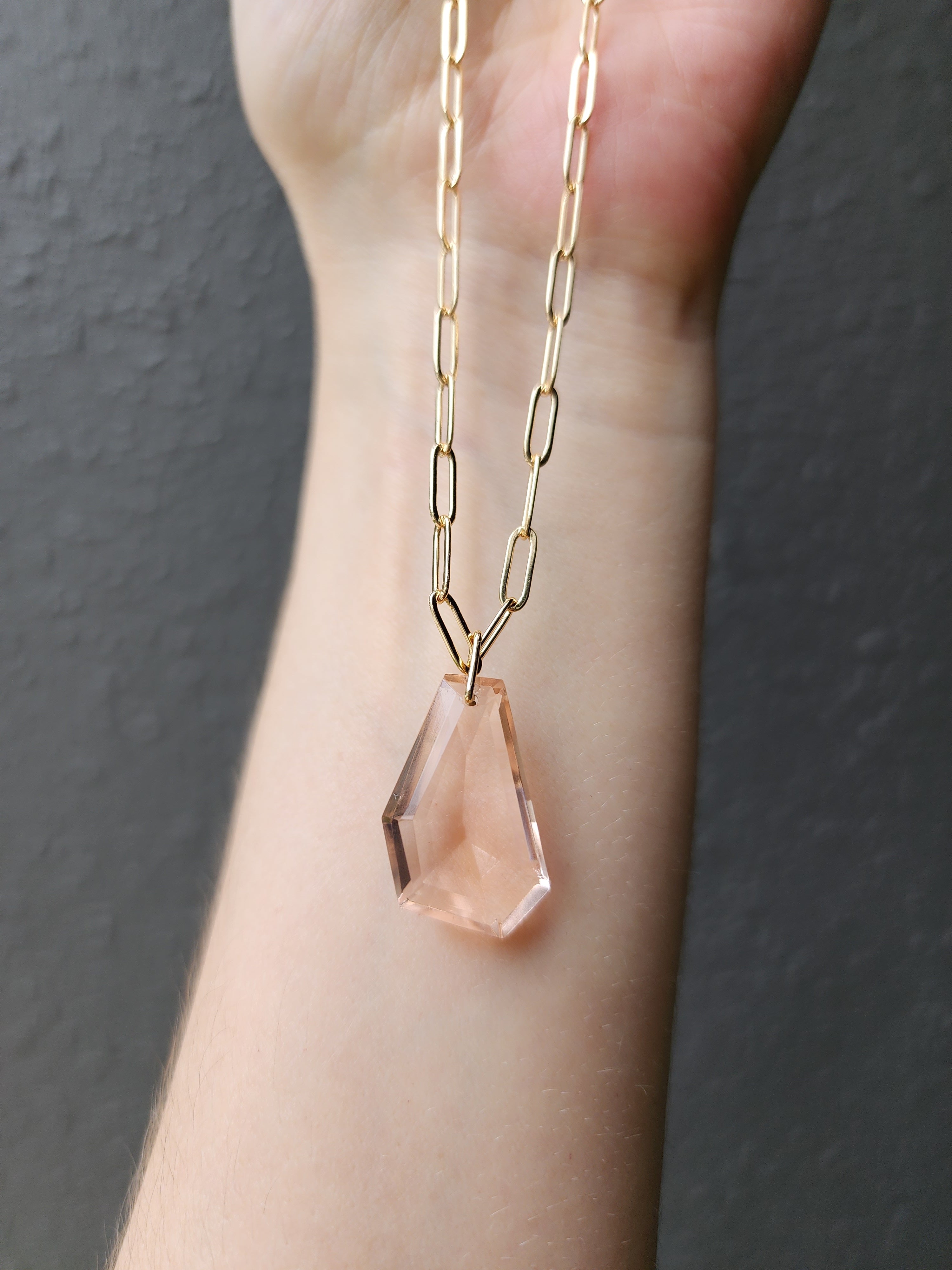 Necklace Champagne quartz pendant