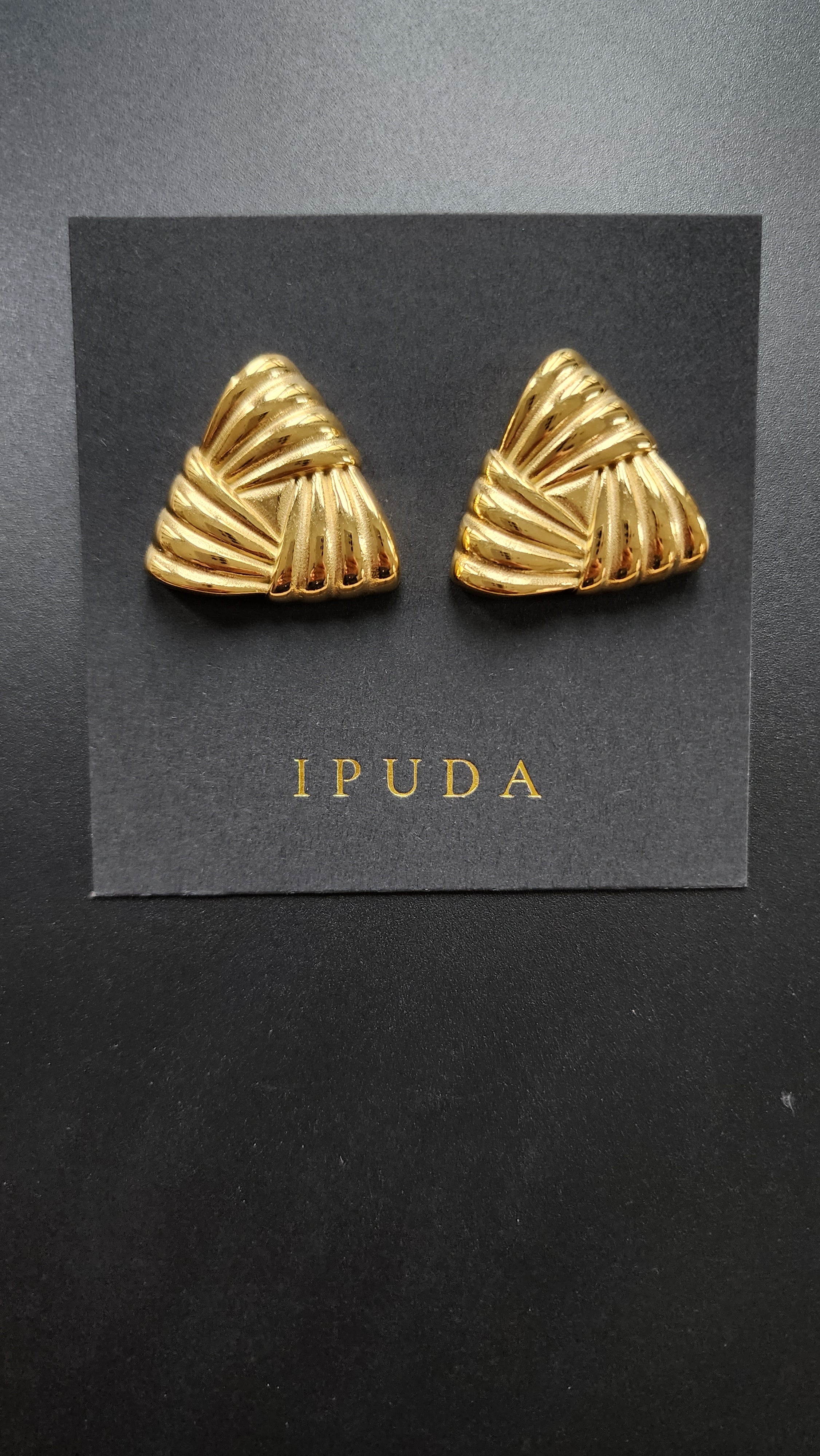 Triangle textured stud earrings