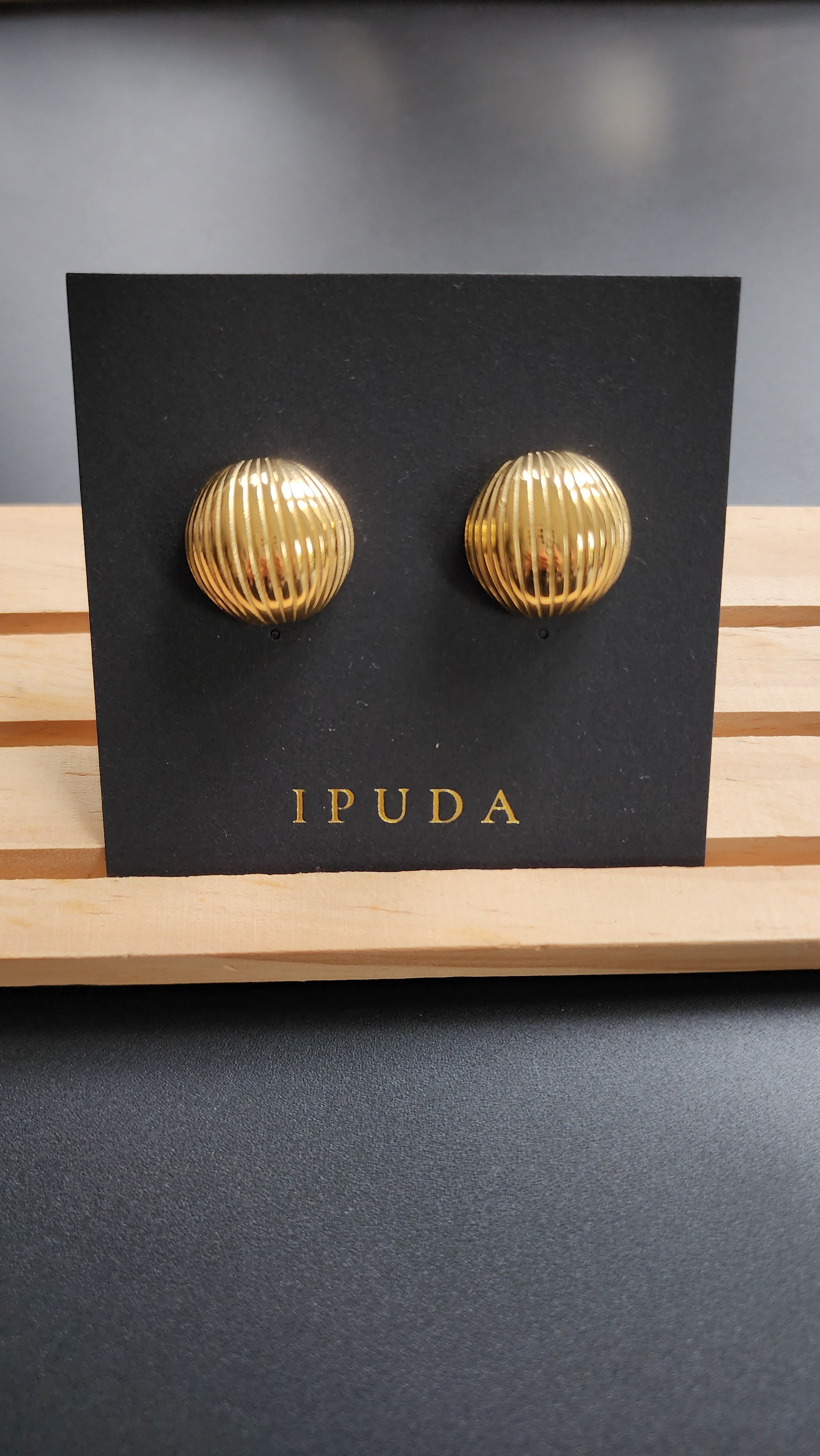 Textured half ball stud earrings