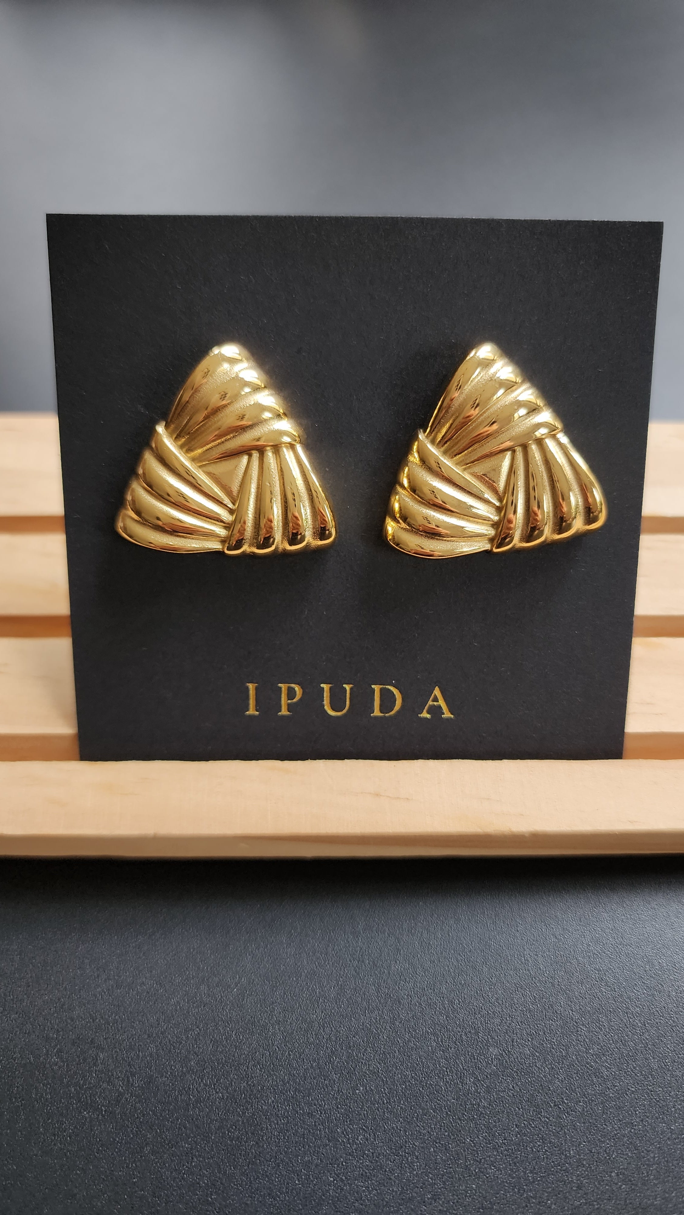 Triangle textured stud earrings